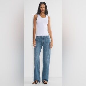 DENIM FORUM Sz 29 The Farrah High Rise Wide Leg Mid Wash Blue Jeans by Aritzia